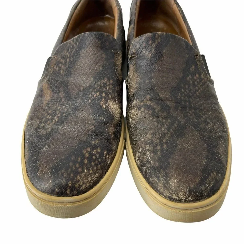 Frye Ivy Slip Shoes Snakeskin Pattern Womens Size 11 Dark Brown Casual Flats